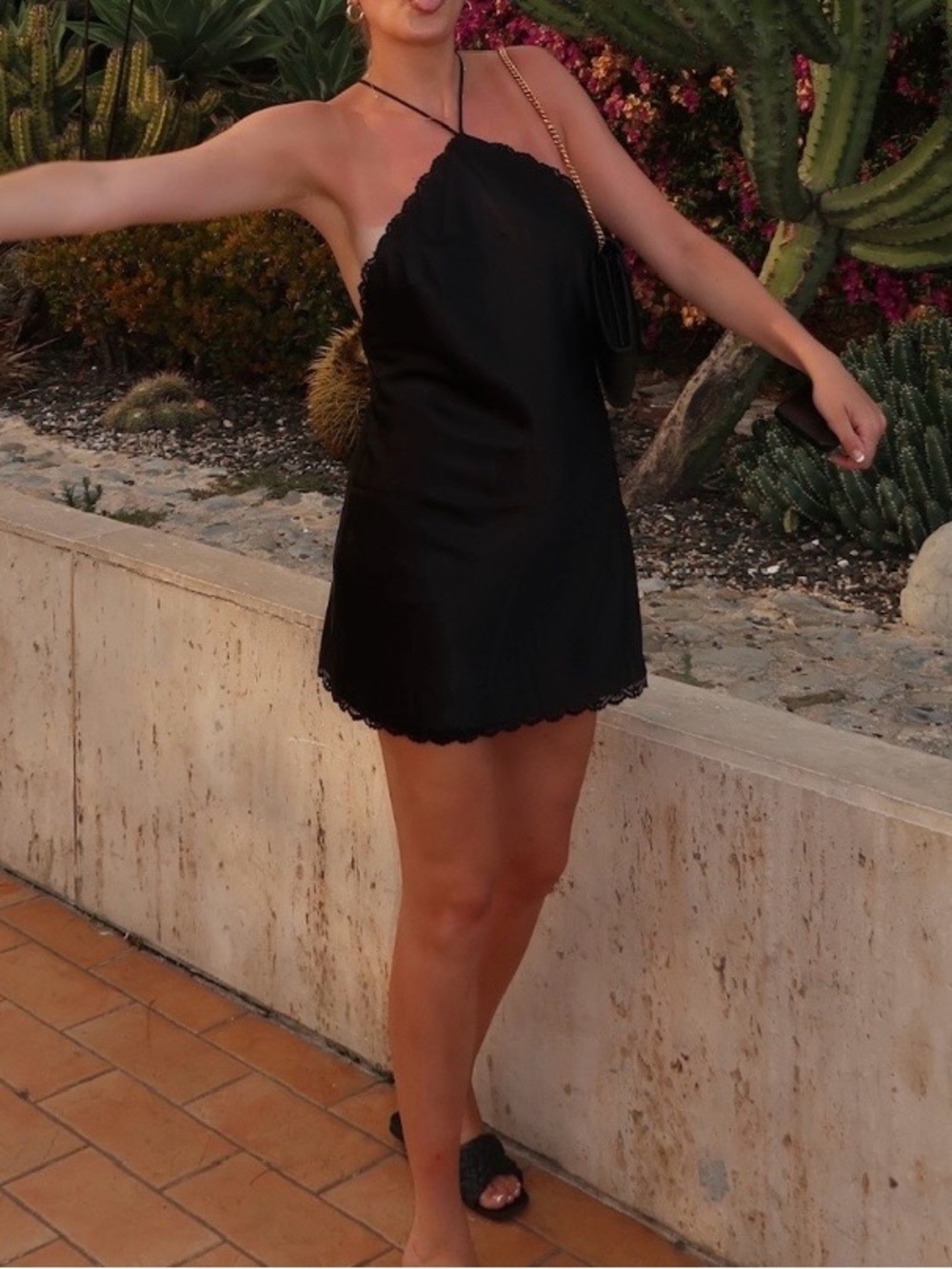 Lucy in the Sky Black Backless Halter Mini Dress